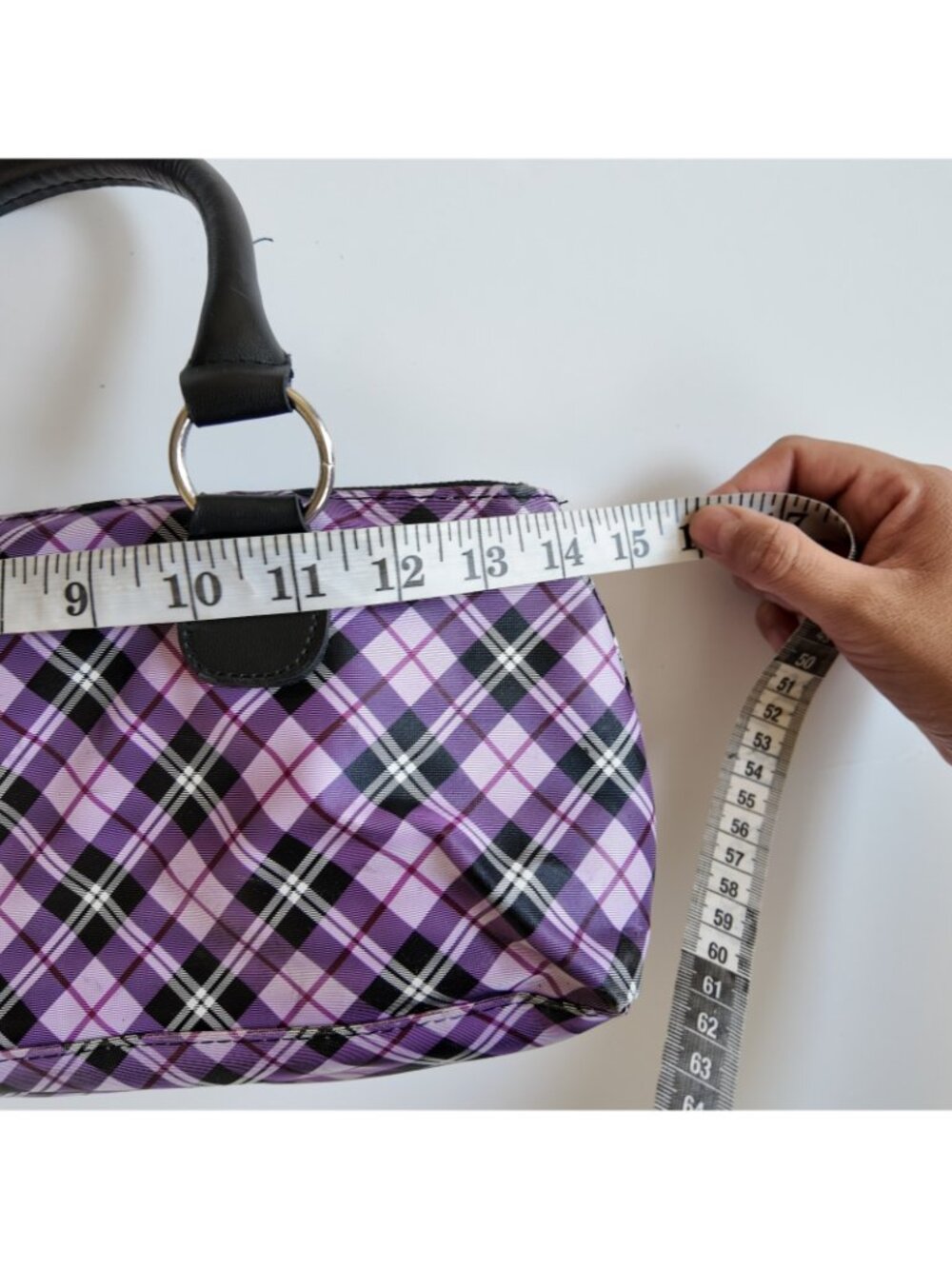 y2k plaid shoulder bag purple / Lunch box / wine bag vintage 2000s - Picture 6 of 6